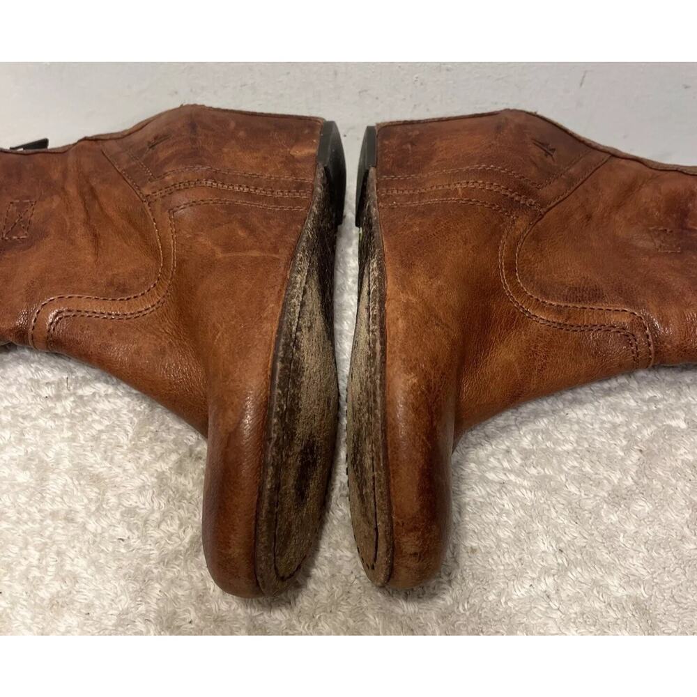 FRYE Carson Wedge Bootie Women's 6 M Brown Leather Western Ankle Boot Zip - Picture 9 of 14